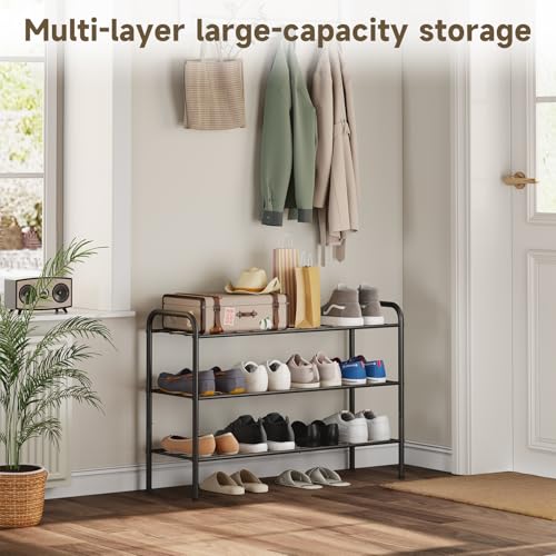 Shoe Rack,Long Shoe Organizer for Closet,Wide Shoe Storage for Entryway, 3 Tier Sturdy Metal Free Standing Shoe Shelf - size: 3-tier