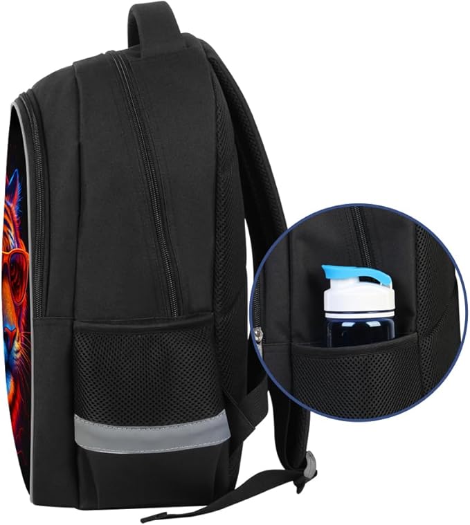 School Backpack for Boys 17" Boys Backpack for Kids Children Teens Elementary Middle School - Students Bookbag Ages 6-18 Travel Back Pack Tiger