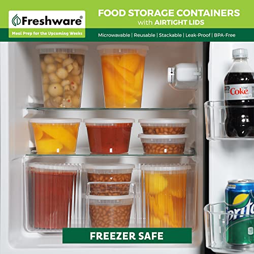 Freshware Food Storage Containers [240 Set] 24 oz Plastic Deli Containers with Lids, Slime, Soup, Meal Prep Containers | BPA Free | Stackable | Leakproof | Microwave/Dishwasher/Freezer Safe - size: 24 oz - 240 Sets