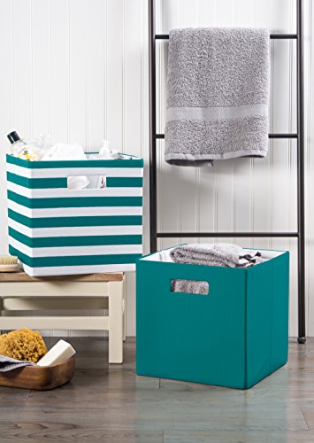 DII Poly-Cube Storage Collection Hard Sided, Collapsible Solid, Large, Teal - color: Teal, size: Large Square, 13x13x13"