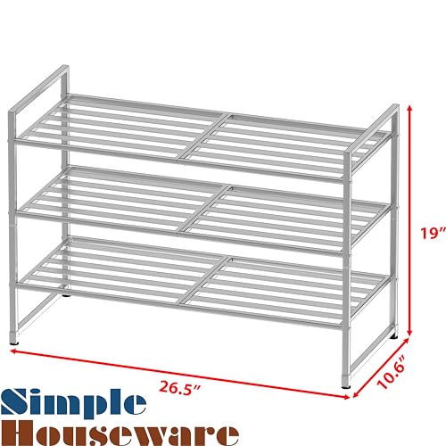 Simple Houseware 3-Tier Stackable Metal Panel Shoes Rack, Silver - color: Silver, style: Metal Panel