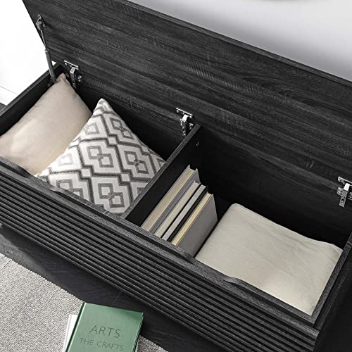 Modway Render 47" Wood Grain Storage Bench in Charcoal - color: Charcoal