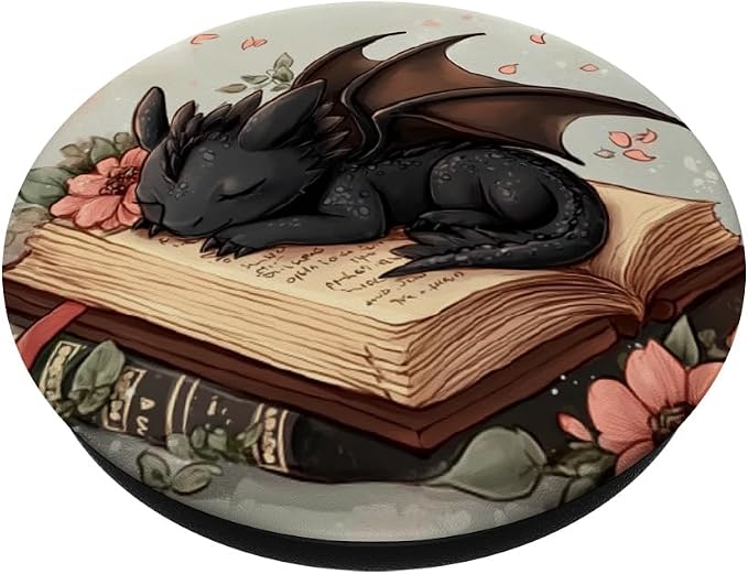 Book Dragon Head Mythical Creature Flame Wyvern Fantasy PopSockets PopWallet for MagSafe