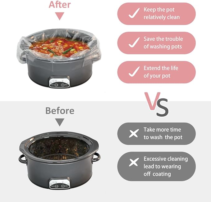 ebelbo 13"x21" Large Size Slow Cooker Liners 36 Count, BPA-Free