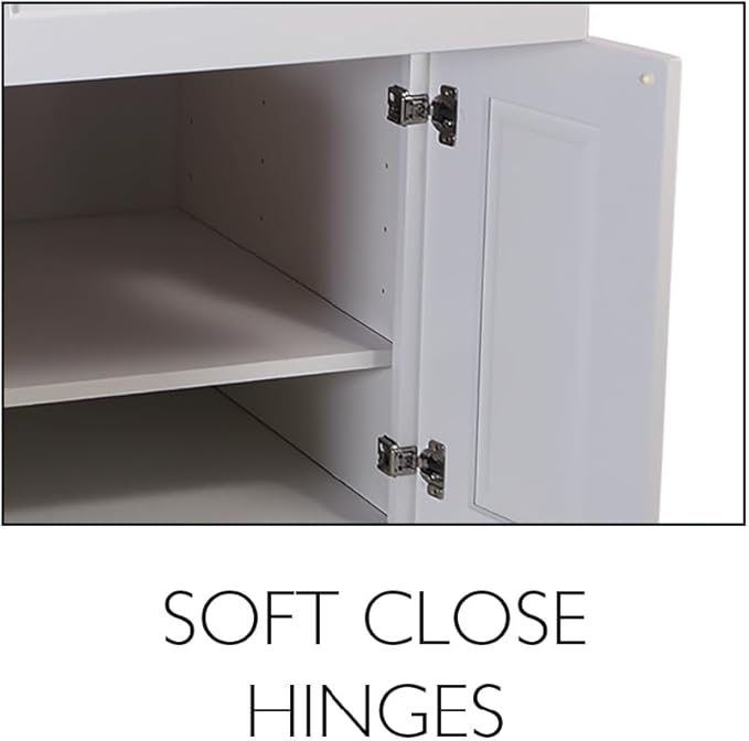 Design House Brookings Shaker Fully Assembled Wall Kitchen Cabinet W2430, 24 W x 12 D x 30 H, Painted White, Solid Wood, Design House, 613521