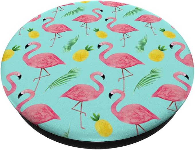 Tropical Summer Flamingo &amp Pineapple Pattern PopSockets Adhesive PopGrip