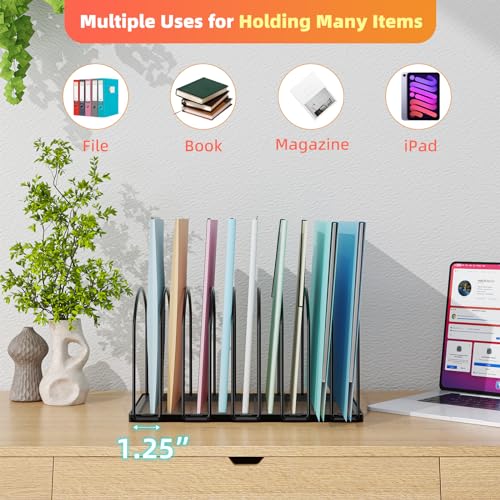 Simple Trending 2 Pack 9 Section Metal File Sorter Organizer for Desk Home Office, Black - style: 2BK- 7 Section Black