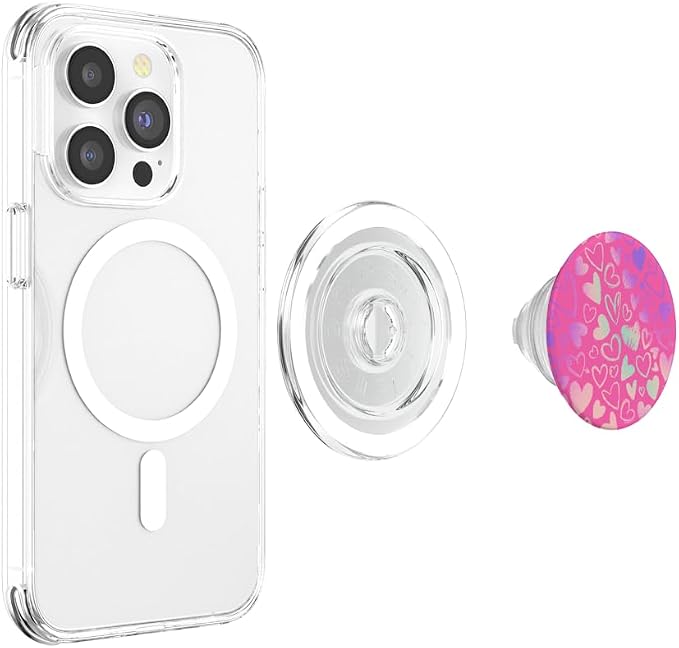 Rainbow Modern Hearts Pink PopSockets Adhesive PopGrip