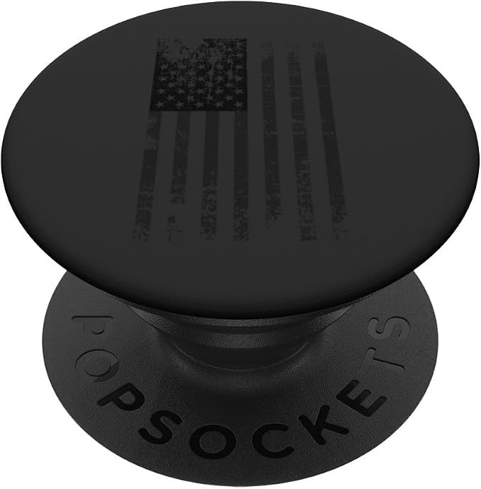 Black American Flag | Vintage USA Distressed Flag Graphic PopSockets Adhesive PopGrip
