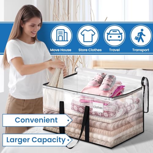 RoomHacks Clear Heavy Duty Extra Large Moving Bags, Reinforced Handle and Double Zipper Storage Bags for Packing Essentials (6 Packs) - size: 125L- 6Packs