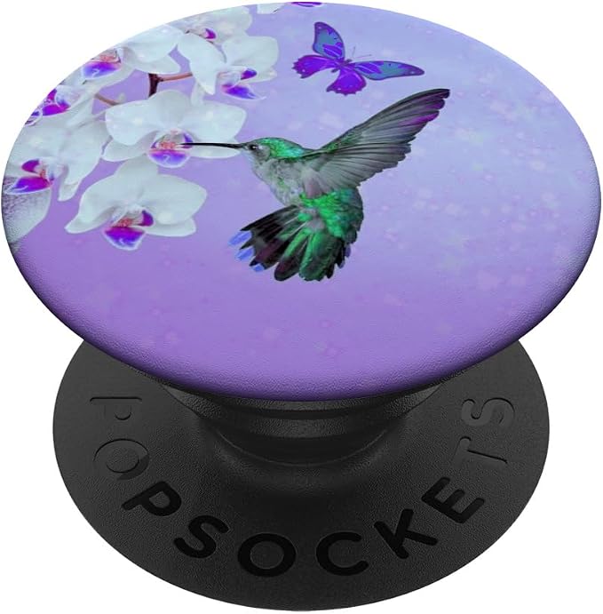 Cell Phone Pop Up Holder Hummingbird Flower Butterfly Purple PopSockets Adhesive PopGrip