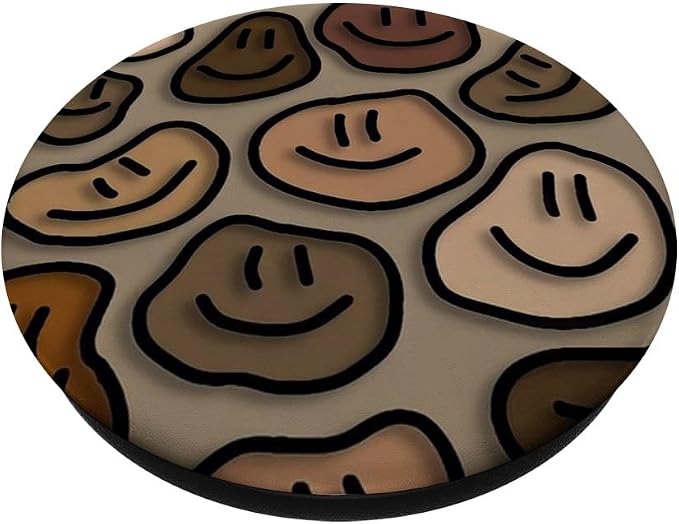 Trippy Liquid Swirl Dripping Art Aesthetic Beige Smile face PopSockets Adhesive PopGrip
