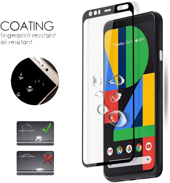 for Pixel 4 Black Silk Screen Protector [2PACK] Full Coverage Anti-scratch Case Friendly Screen Tempered Glass Protective Film for Google Pixel 4 G020I G020M G020N (5.7-INCH)