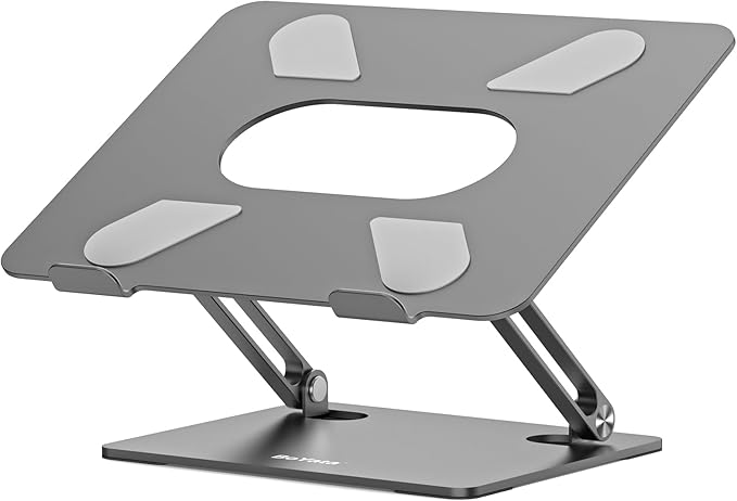 BoYata Laptop Stand, Laptop Holder, Multi-Angle Stand with Heat-Vent, Adjustable Notebook Stand for Laptop up to 17 inches, Compatible for MacBook Pro/Air, Surface Laptop, and so on (Space Gray)