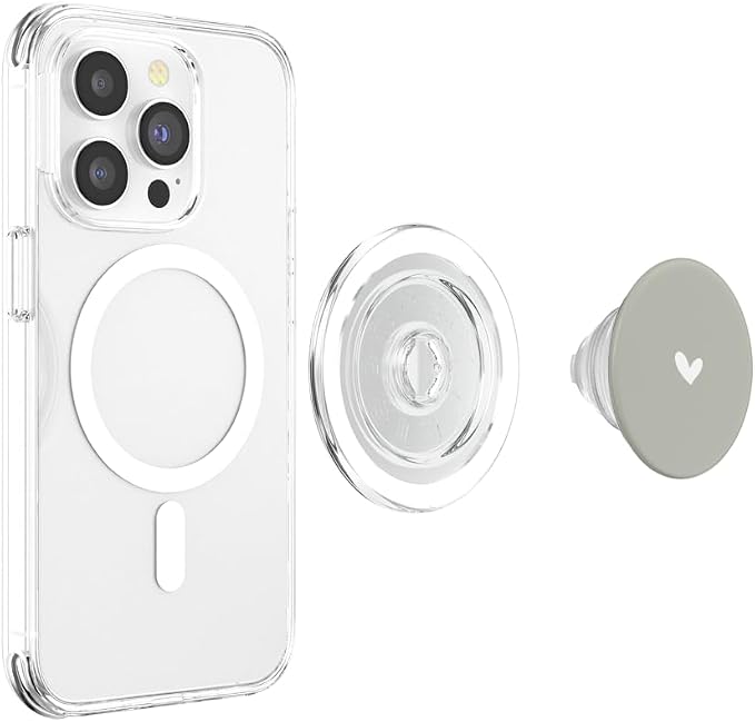 Eucalyptus Green - Elegant Heart Minimalist Love PopSockets Adhesive PopGrip