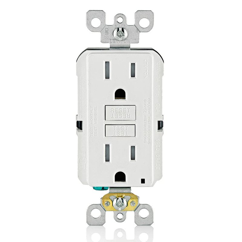 Leviton GFCI Outlet, 15 Amp, Self Test, Tamper-Resistant with LED Indicator Light, Protection from Electric Shock and Electrocution, GFTR1-W, White