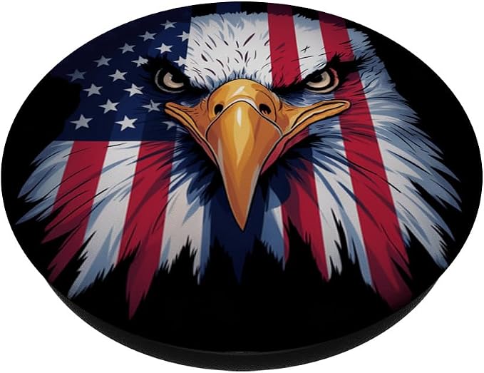 Patriotic American Bald Eagle with USA Flag PopSockets PopWallet for MagSafe