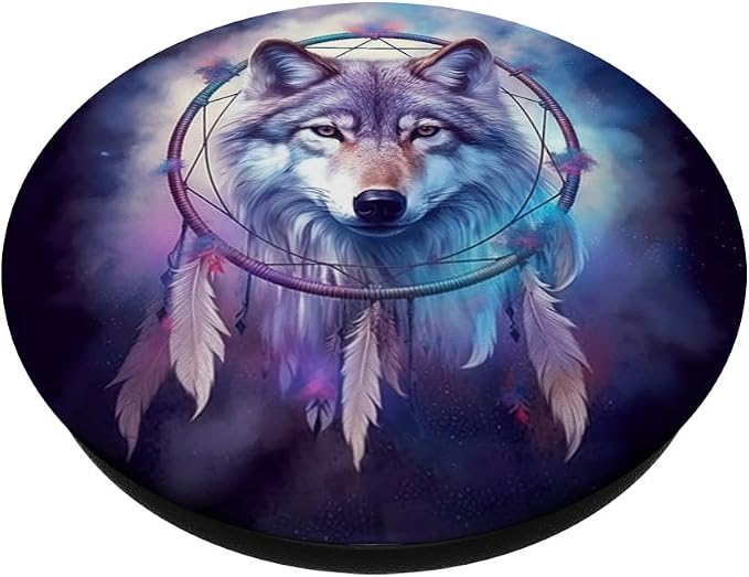 Wolf Dream Catcher Celestial Galaxy Purple PopSockets Adhesive PopGrip
