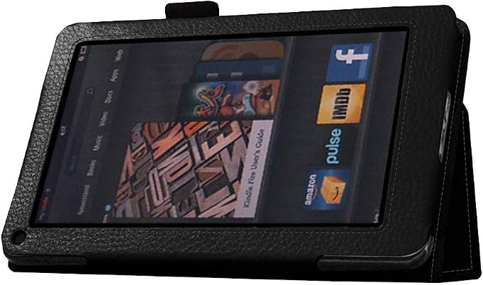 Fintie Folio Case for Kindle Fire 7 1st Gen 2011 Black | Slim Fit PU Leather Foldable Viewing Stand Cover with Stylus Holder and Magnetic Closure