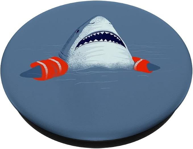 Funny-Shark-Baby-Swimming-Training-Teacher PopSockets Adhesive PopGrip