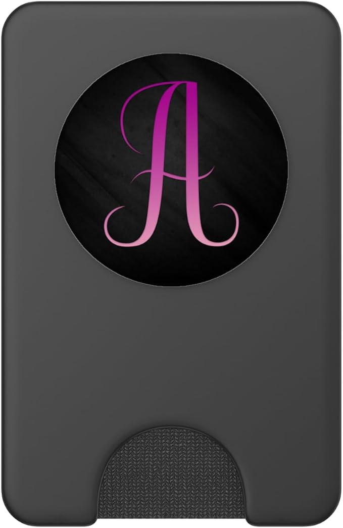 Pink Purple Letter A Monogram On Black PopSockets Adhesive PopGrip