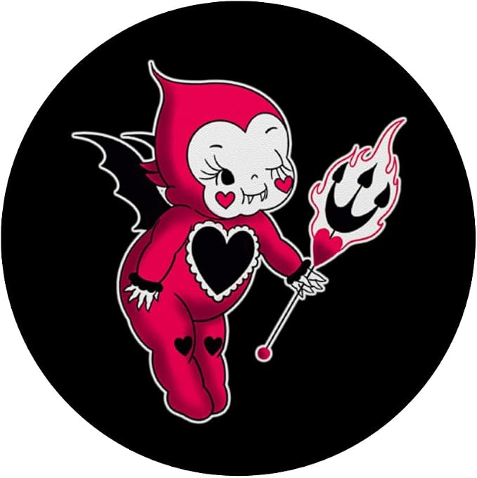 Kewpie Baby Devil Pitchfork Spooky Traditional Tattoo Flash PopSockets PopGrip for MagSafe