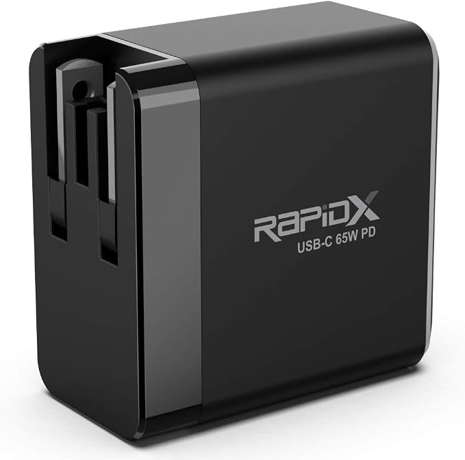 65W USB C Wall Charger RapidX Type C Fast Charger Block for iPhone 14 13 12 Pro and Pro Max iPad Pro Samsung Galaxy MacBook and Type C Laptops Compact and Foldable