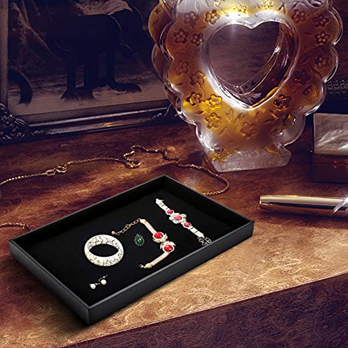2Pcs Black Velvet Stackable Jewelry Tray Showcase Display Earring Necklace Bracelet Rings Organizer… - size: 2pcs