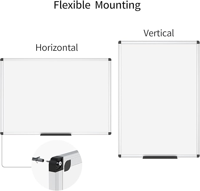 VIZ-PRO Magnetic Dry Erase Board, 36 X 24 Inches, Silver Aluminium Frame