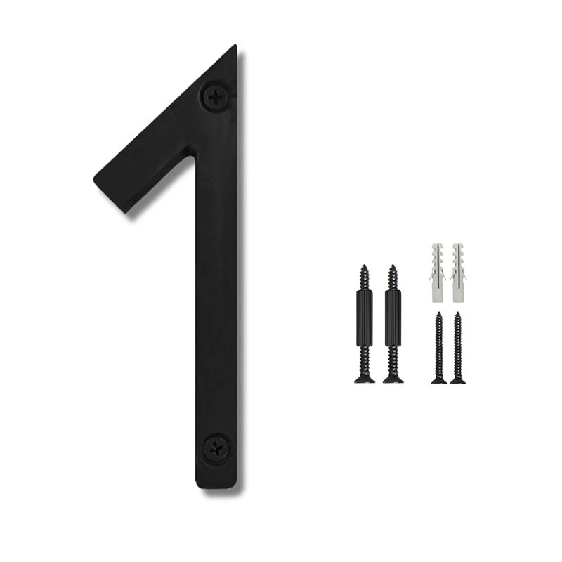 NACH Floating House Numbers, 5 inch Aluminum Black House Numbers for Outside - Number 1, Door Numbers with Mounting Hardware
