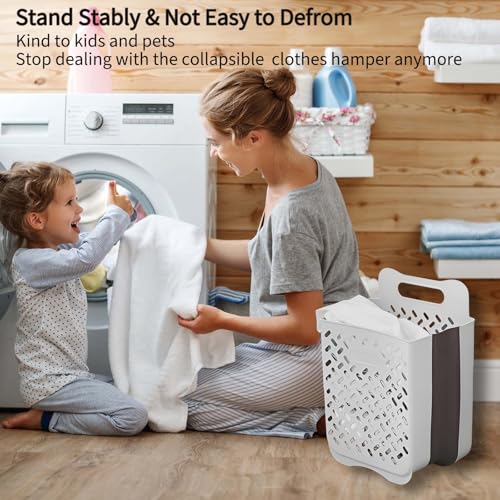 Plastic Foldable Laundry Basket with Handle, 42L Wall Mounted Laundry Hamper Freestanding Dirty Clothes Hamper, Collapsible Laundry Baskets Pop Up Hamper Storage Container for Snacks Dolls - size: XL