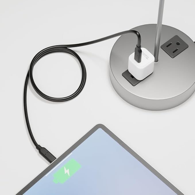 Plugable GaN USB C White Charger Block with 10Gbps USB C to USB C Cable Bundle