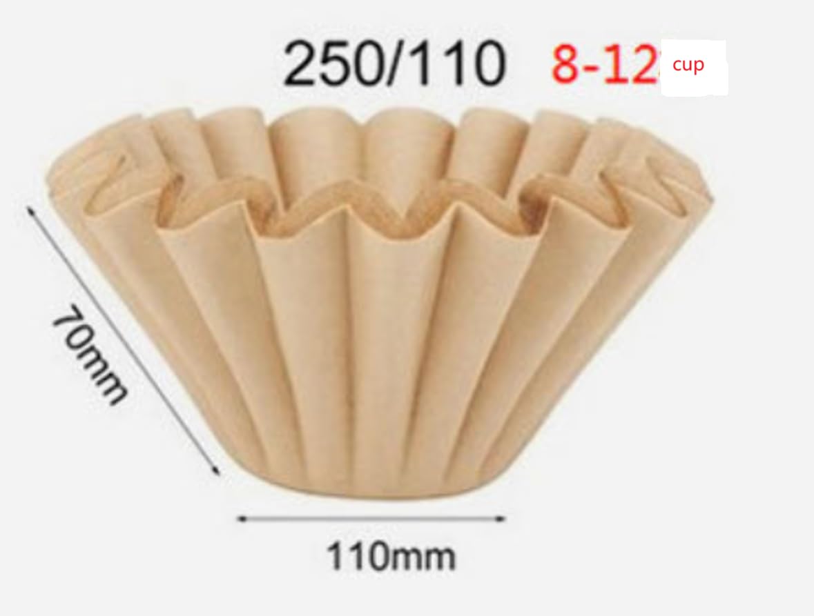 100 PCS Coffee Filters，8-12cup,Extra Large Coffee Filters Basket for Commercial, Domestic Coffee Maker Extra High Extra Wide, Anti ground, Unbleached, Natural，Flattened Diameter 9.75"