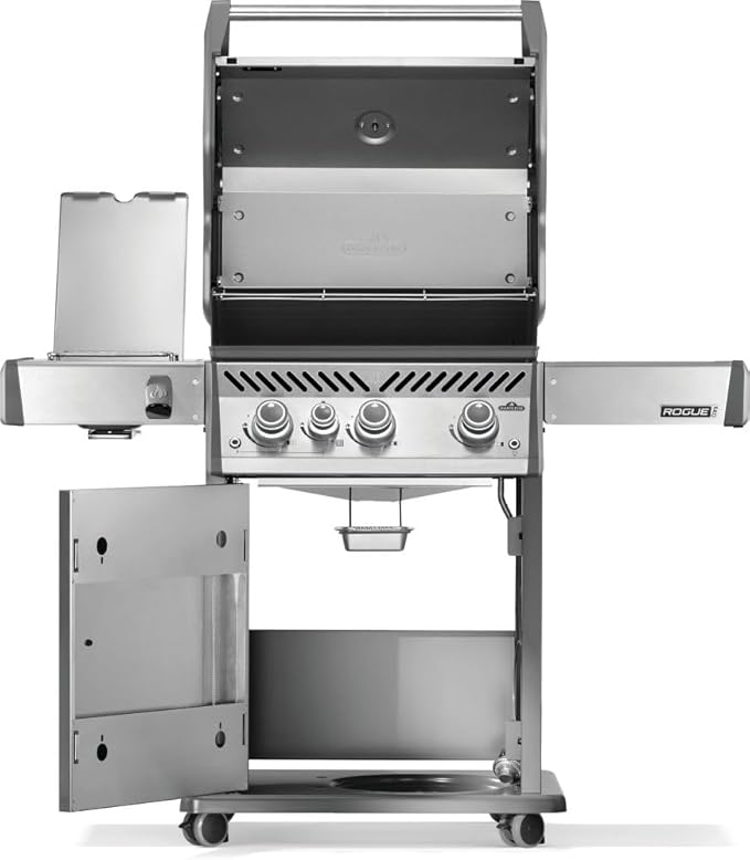 Napoleon Rogue PRO 425 Propane Gas Grill with Infrared Side Burner, Stainless Steel, Durable 4-Burner BBQ
