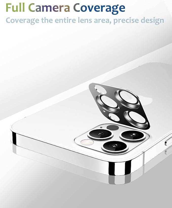 [2 Pack] Compatible for iPhone 13 Pro/iPhone 13 Pro Max Camera Lens Protector Metal Plus Tempered Glass Camera Cover Oneness Design Ultra Clear Anti-Explosion Black+Black