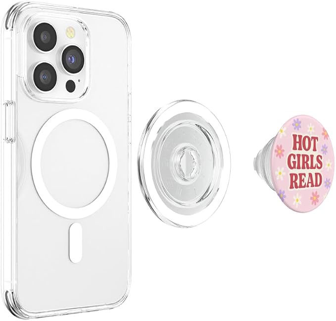 Hot Girls Read Pink Library Design PopSockets PopGrip for MagSafe