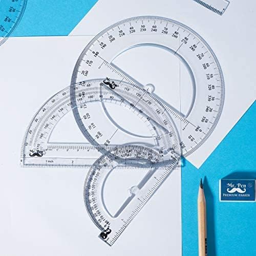 Mr. Pen- Plastic Protractor Kit, 9 Pack, 6-Inch & 4-Inch Protractors Set, Circle Protactor 360 Degree, Swing Arm Protractors, Drafting Tools, Math Geometry Set