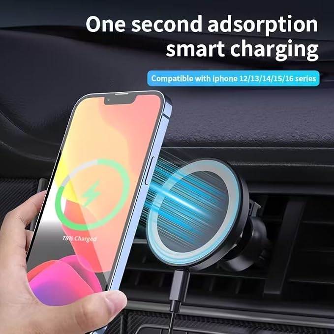 Revolutionize Your Drive with Magnetic Wireless Charger for Car The Gift for Both Men and WomenBlack