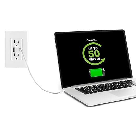 Leviton 30W (6A) USB Dual Type-C/C Power Delivery In-Wall Charger with 15A Tamper-Resistant Outlet USB Charger for Smartphones Tablets Laptops T5635-E Black