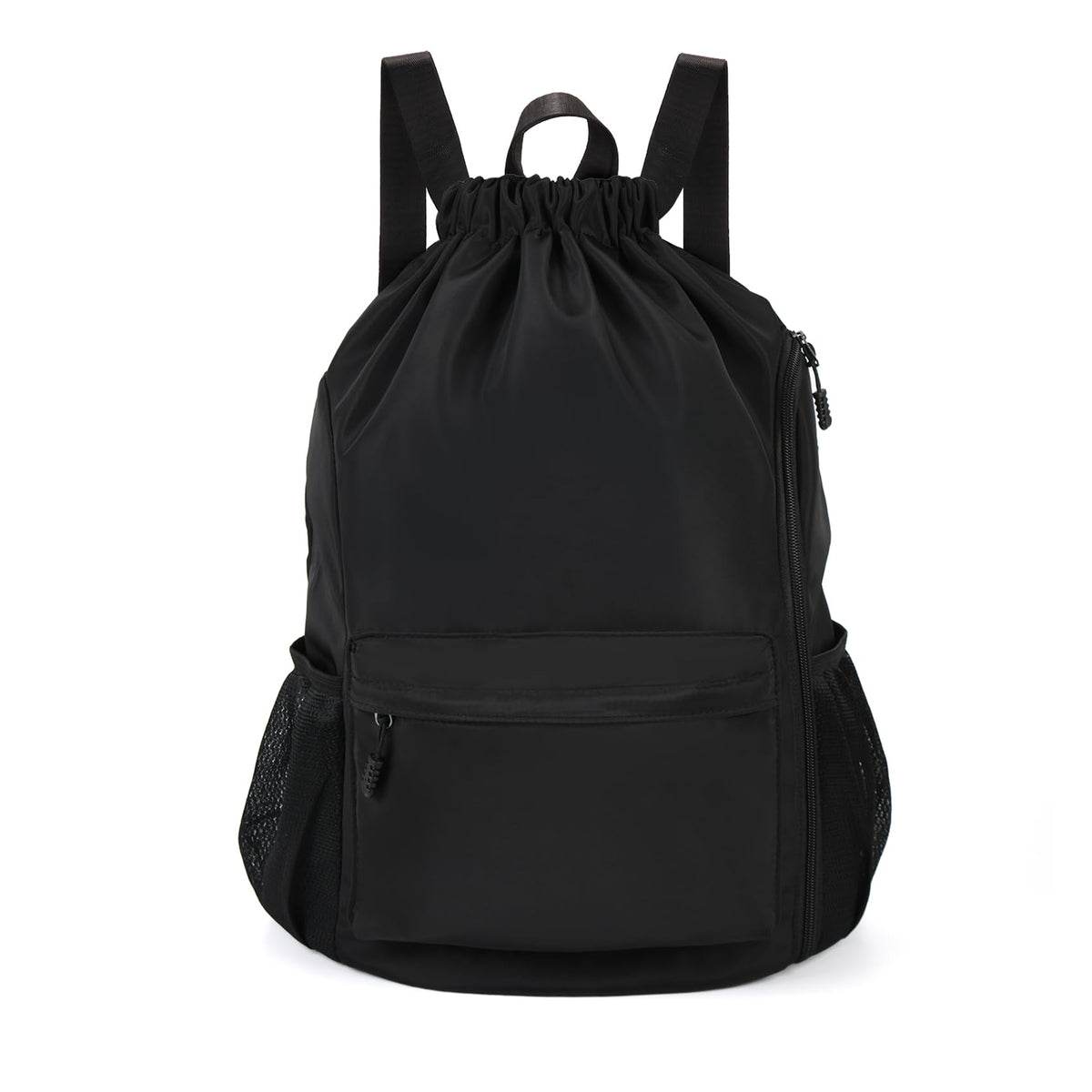 Valleycomfy Waterproof Drawstring Gym Backpack Bag for Men & Women,Sports Gym Bag with Side Pocket Black