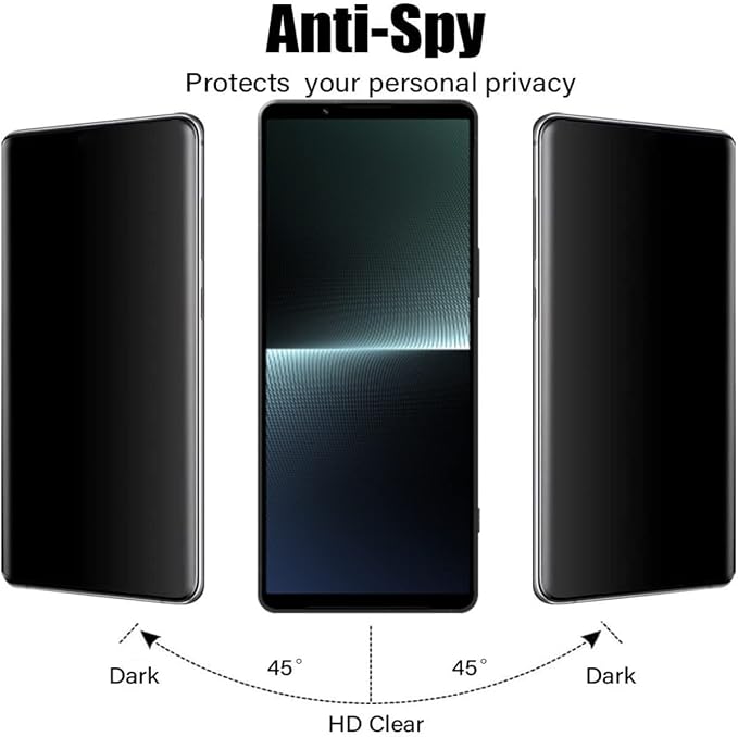[2 PACK Anti-spy Anti-Scratch 9H-Hardness Easy to Install Privacy Protective Glass Screen Protector for Sony Xperia 1 V 2023