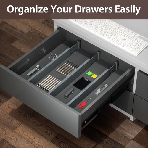 4 PCS Drawer Divider, 17"-22" Adjustable Bamboo Drawer Dividers Organizers, Expandable Separators for Kitchen, Clothes, Dressers, Home, Office, Gray - color: Gray