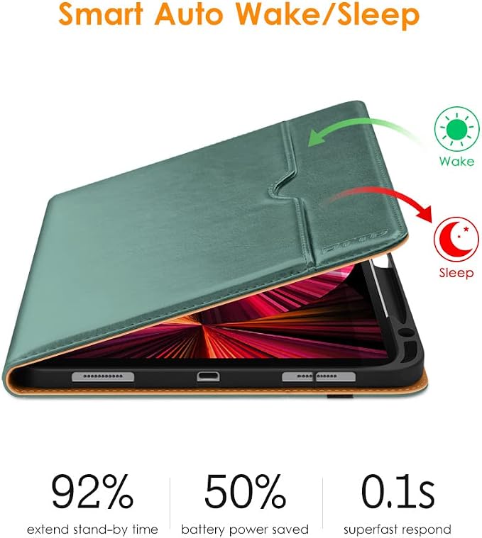 DTTO Case for iPad Pro 11 Inch 4th / 3rd / 2nd / 1st Generation 2022/2021/2020/2018Premium PU Leather Folio Stand Cover with Hand Strap Auto Wake/SleepMultiple Viewing Angles Black