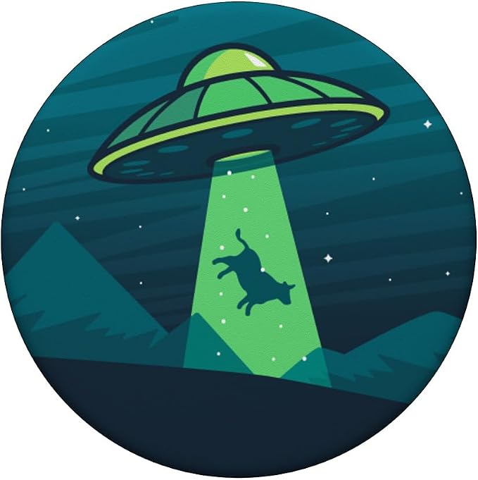 Aliens Abducting Cow into Flying UFO Saucer Abduction PopSockets Adhesive PopGrip