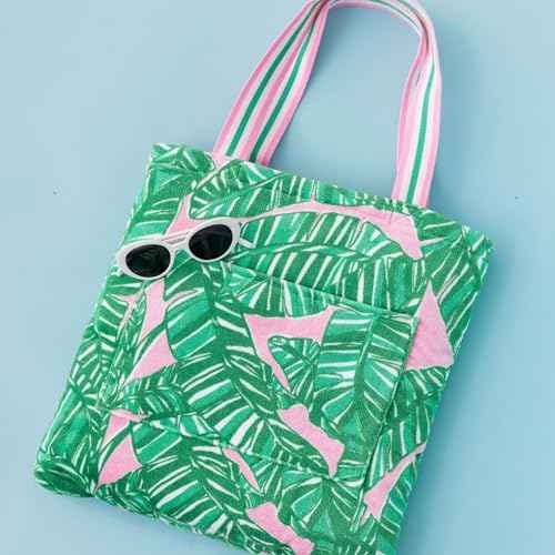 Lilly Pulitzer Towel Tote Bag, Travel Beach Towel with Terrycloth Tote Bag and Interior Pockets, 40 x 70, Let's Go Bananas