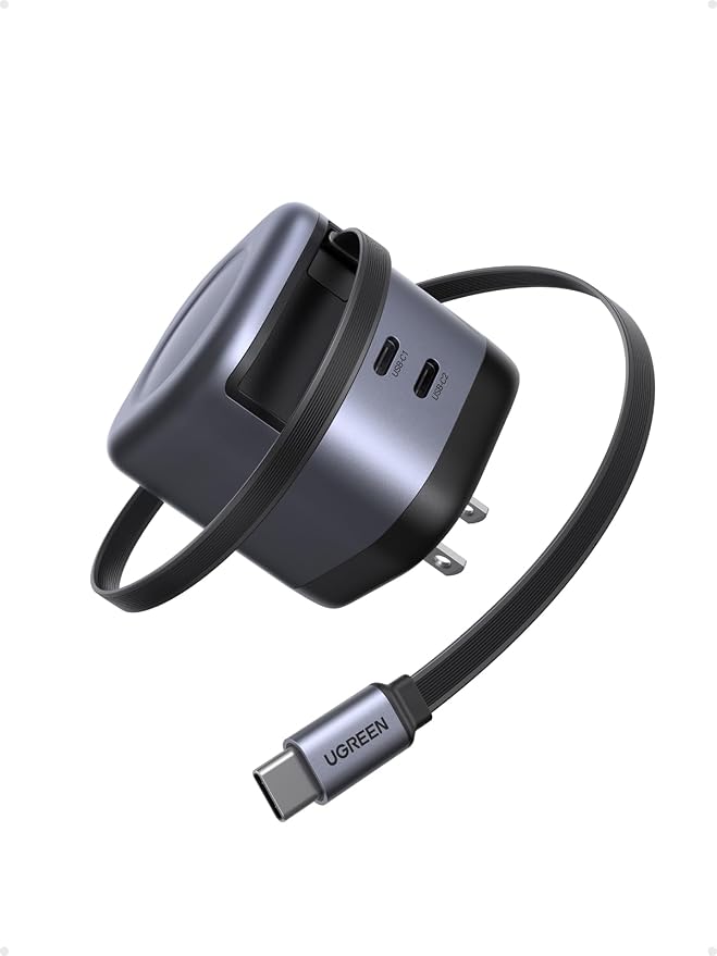 UGREEN Bundle Item: 45W 3 in 1 Compact GaN Retractable Charger and 100W Retractable USB C Cable for MacBook Pro/Air iPad Pro iPhone 16 Pro Galaxy S24 Ultra Pixel 9 Steam Deck ROG Ally