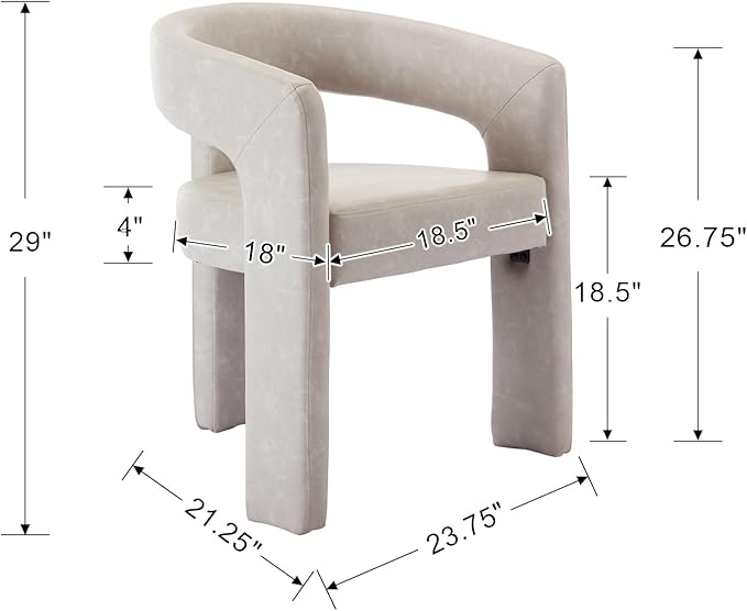 Set of 6 Modern PU Leather Upholstered Dining Chairs with Open-Back, Cute Barrel Side Chairs Kitchen Armchair Accent Chairs for Dining Room Bedroom, Grey