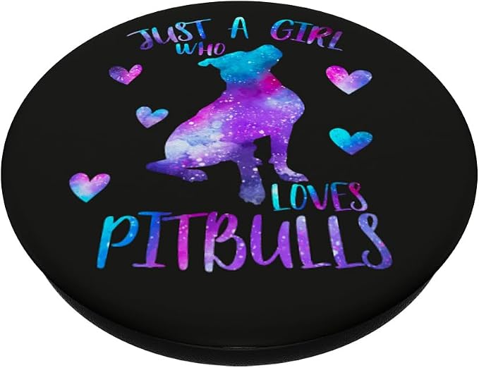 Just a Girl Who Loves Pitbulls Watercolor Galaxy Pitbull PopSockets Adhesive PopGrip