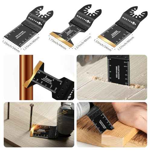 54 PCS Oscillating Saw Blades Professional Universal Wood Multitool Blades Titanium Oscillating Tool Blade for Metal Nails, Wood and Plastic Multi Tool Blades Kits Fit All Models (54PCS)