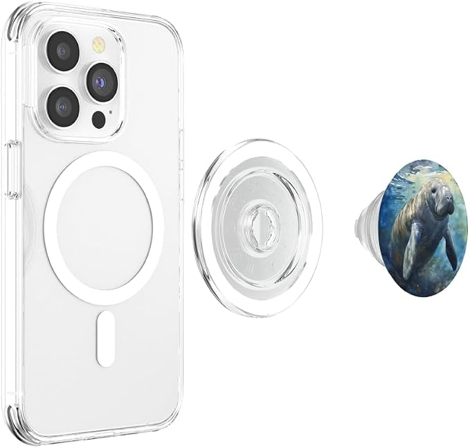 Watercolor Manatee PopSockets PopGrip for MagSafe